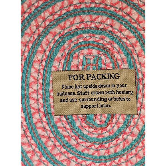 Eric Javits Women's Pink Teal Striped UPF 50+ Packable Squishee Bucket Hat 2701 - Picture 7 of 16